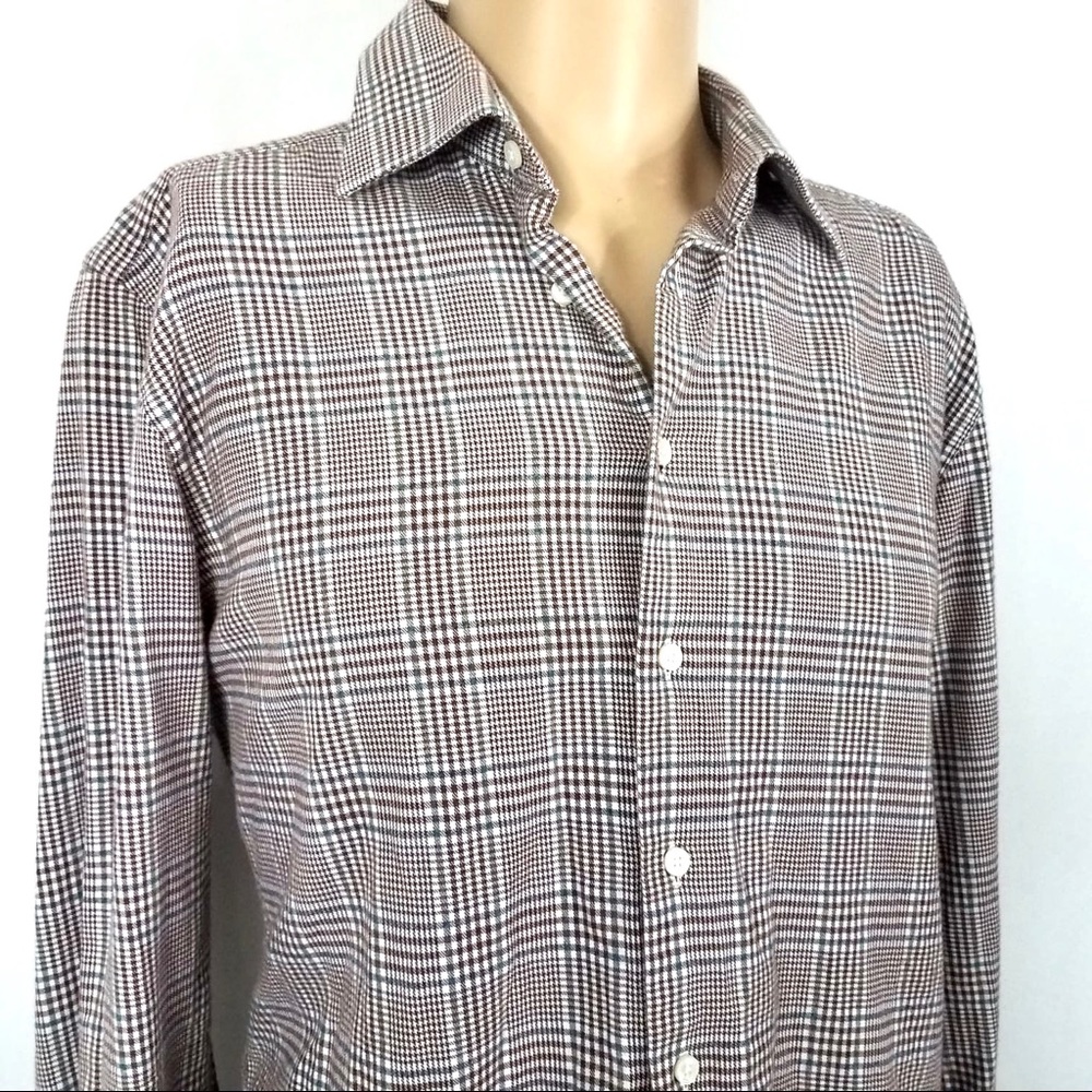 SUIT SUPPLY Egyptian Cotton Red Plaid Shirt Large - Picture 3 of 7